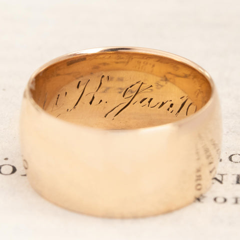 Victorian Rose Gold Wide Band circa 1883