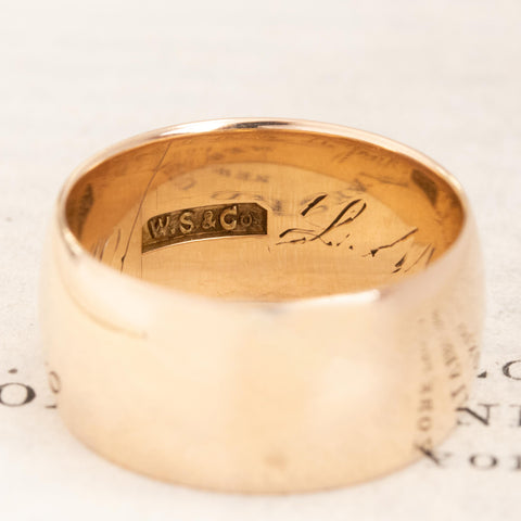 Victorian Rose Gold Wide Band circa 1883