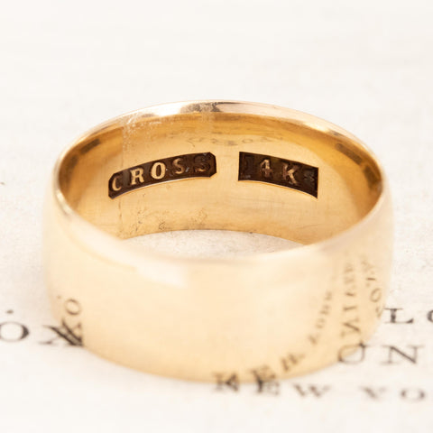 Antique Yellow Gold Wide Band 7.7mm