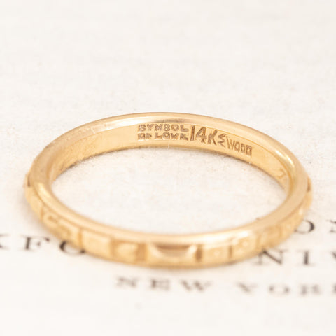 Vintage Floral Etched Yellow Gold Wedding Band