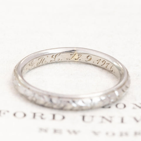 Vintage Floral Etched Wedding Band