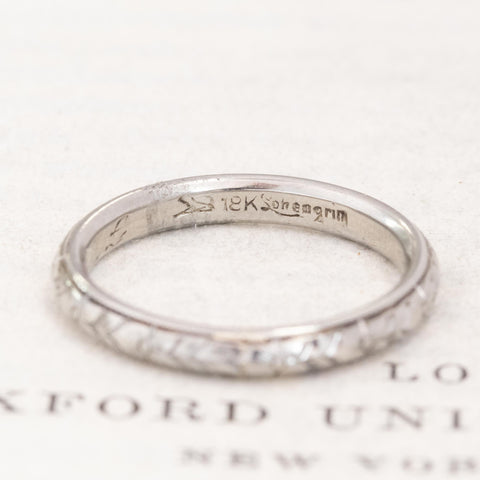 Vintage Floral Etched Wedding Band