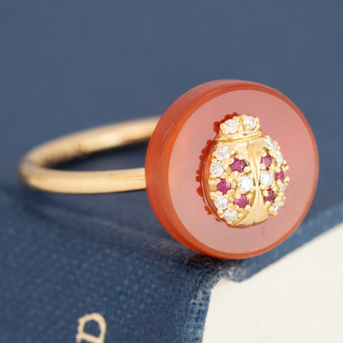 Diamond & Sardonyx Ladybug Ring