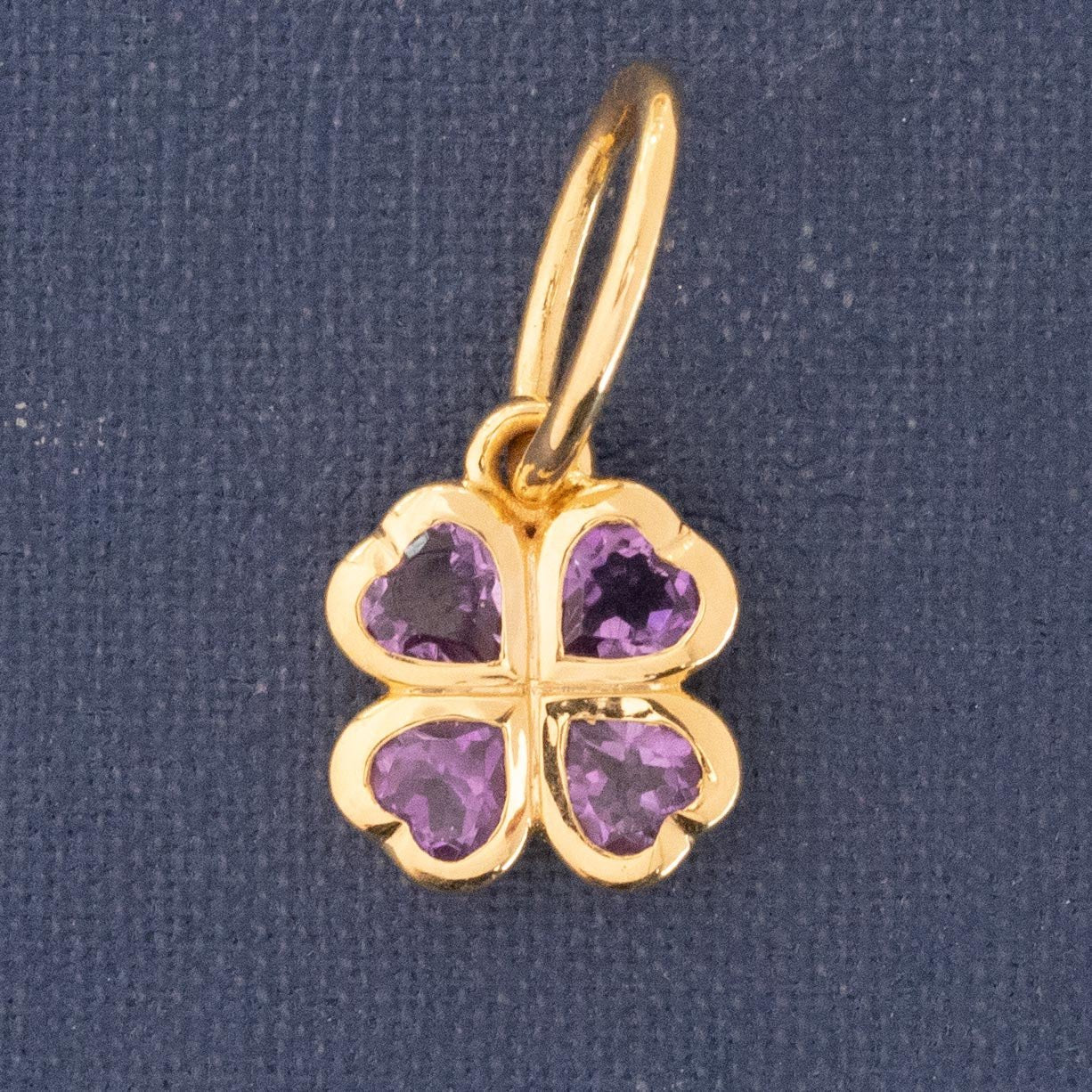 Amethyst Four Leaf Clover Charm