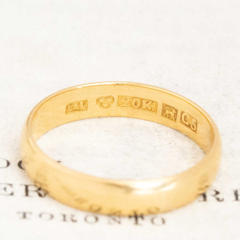 Antique 20kt Wedding Band, 3.65mm