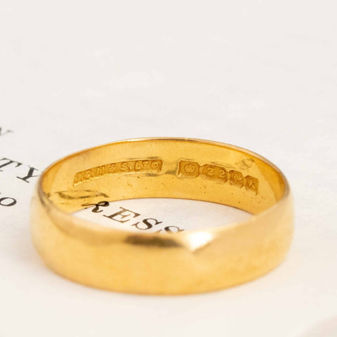 Antique 22kt Band, 4.90mm Wide, English