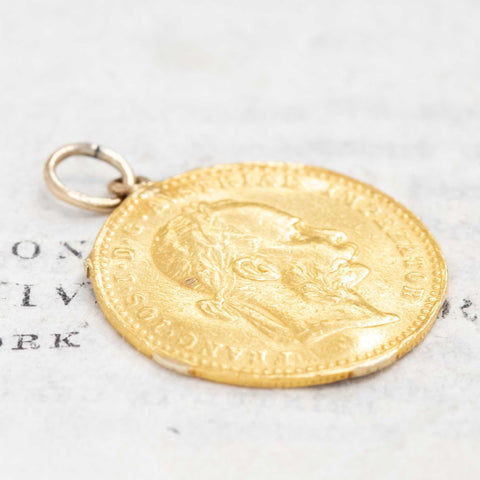 Antique 23kt 1 Ducat Coin Pendant, circa 1915