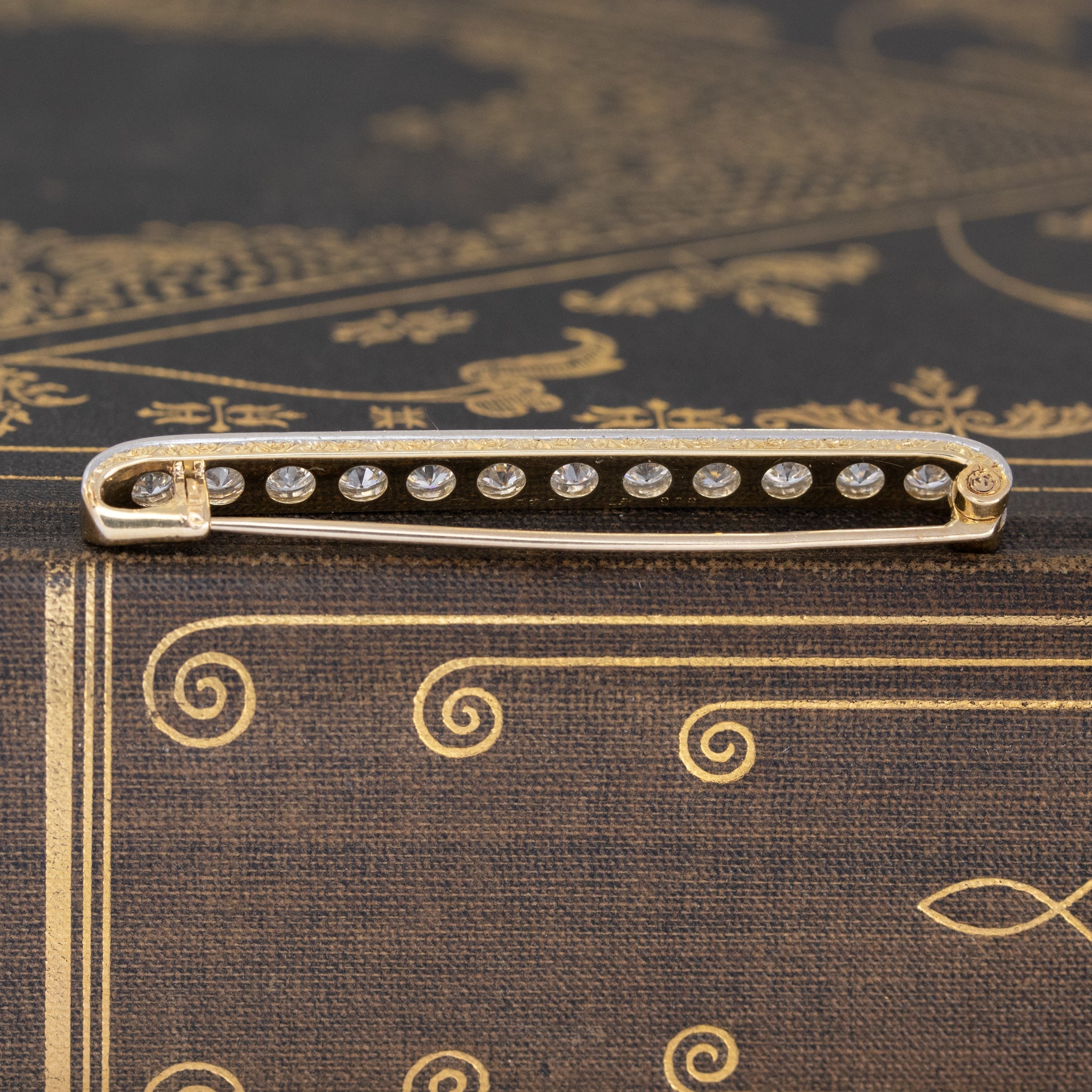 3.00ctw Antique Old European Cut Diamond Pin by Bailey Banks & Biddle