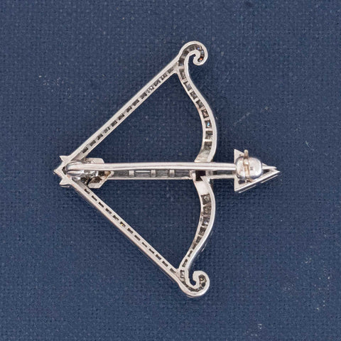 Antique Bow & Arrow Diamond Brooch