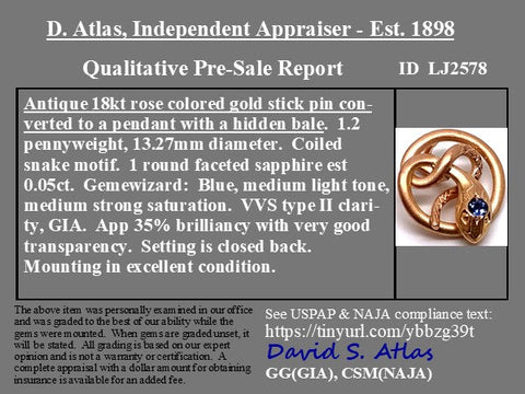 Antique Coiled Serpent Conversion Pendant