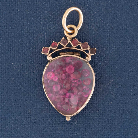 Antique Crowned Heart Ruby Shaker Pendant