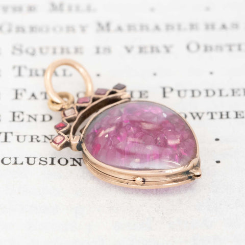 Antique Crowned Heart Ruby Shaker Pendant