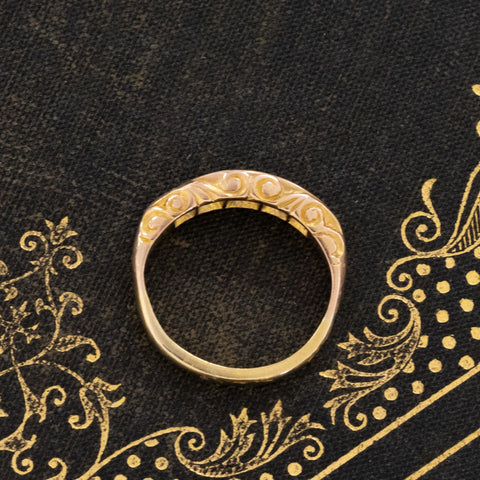 Antique Diamond & Emerald 5-Stone Band, English