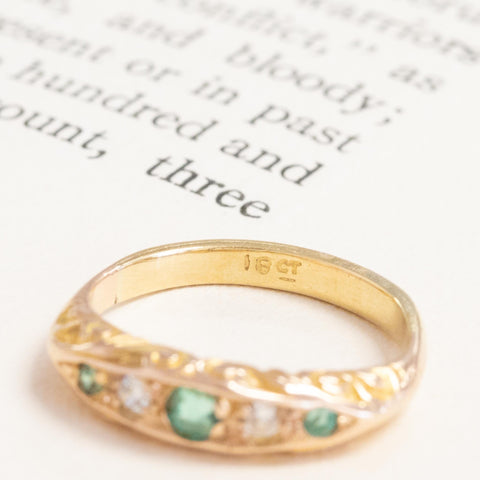 Antique Diamond & Emerald 5-Stone Band, English