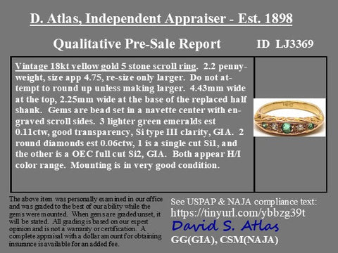 Antique Diamond & Emerald 5-Stone Band, English