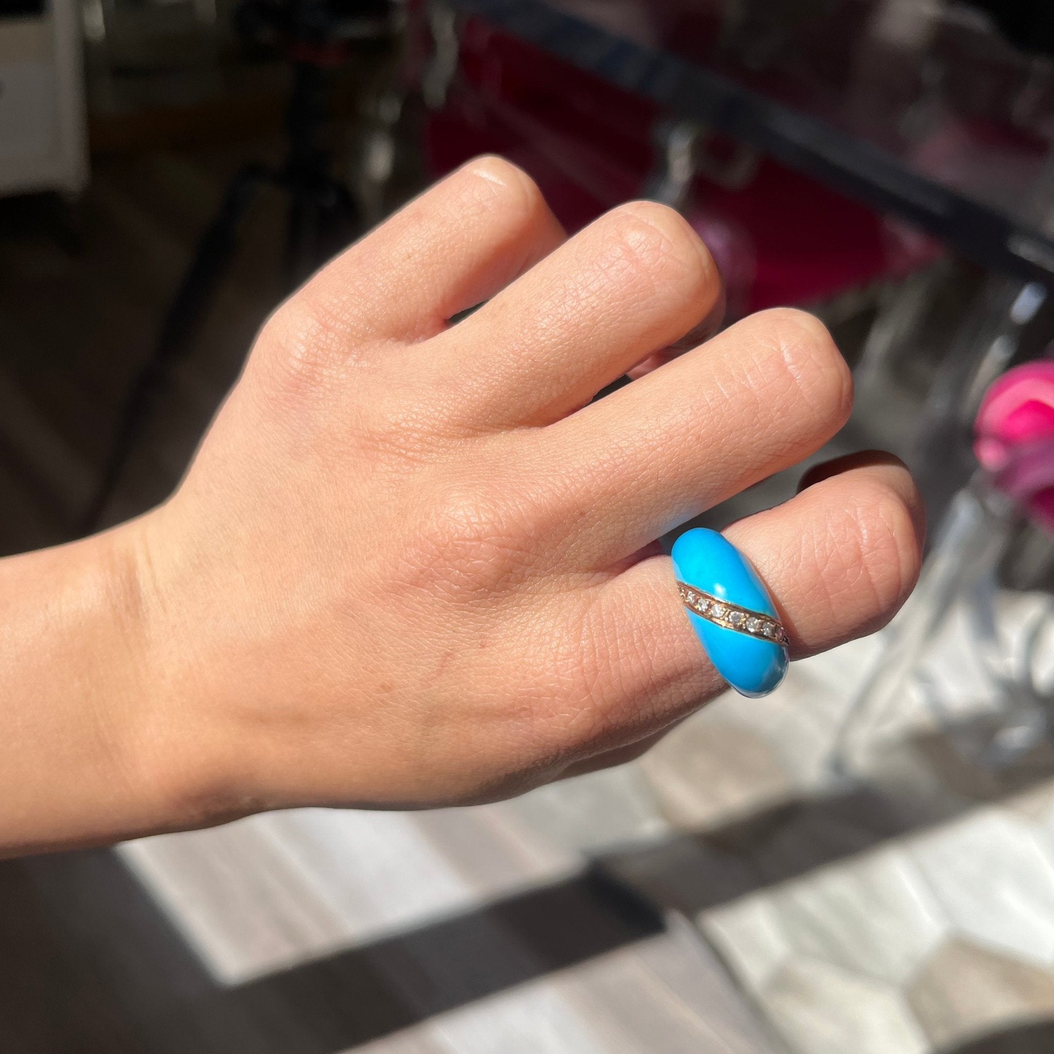 Antique Diamond & Enamel Dome Ring