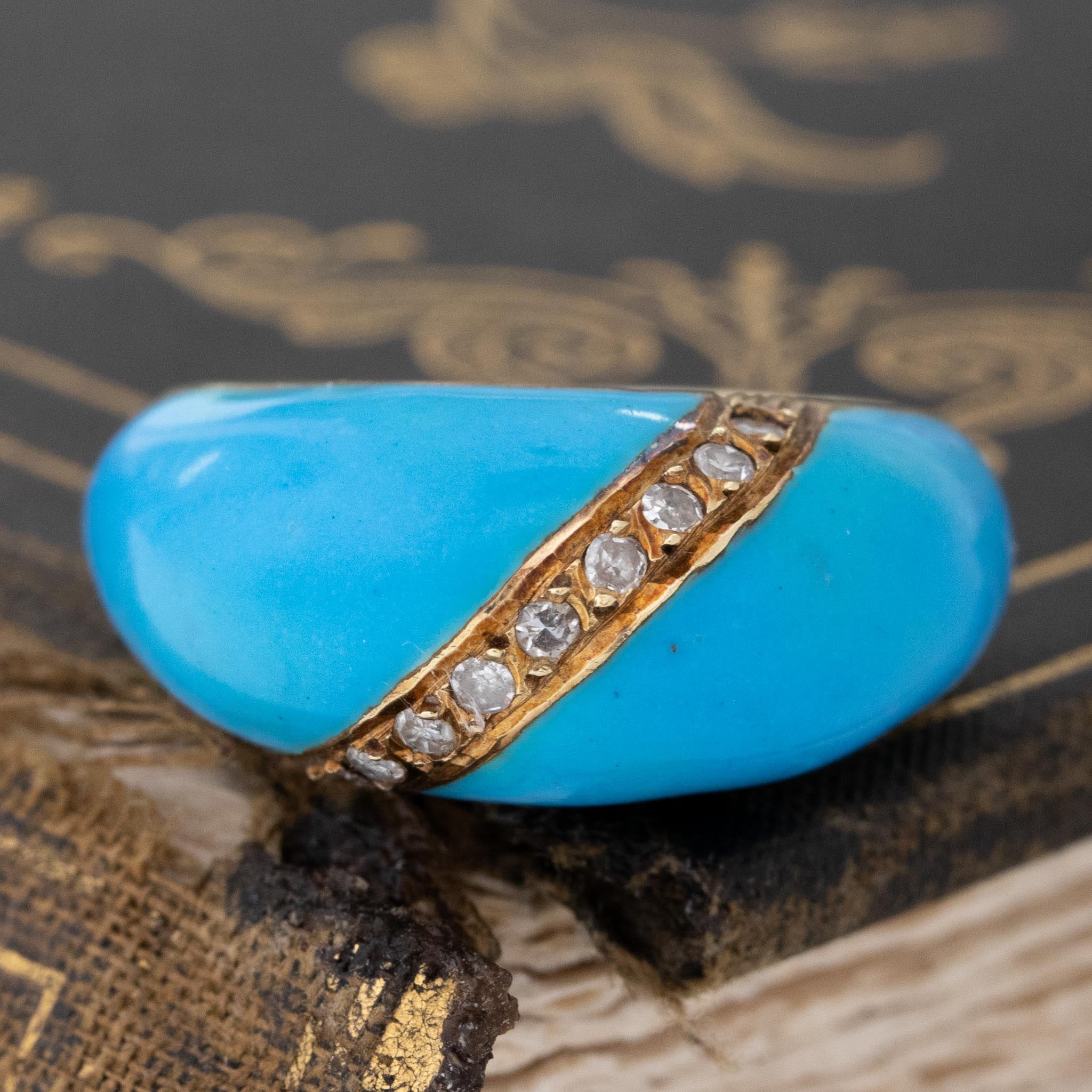 Antique Diamond & Enamel Dome Ring