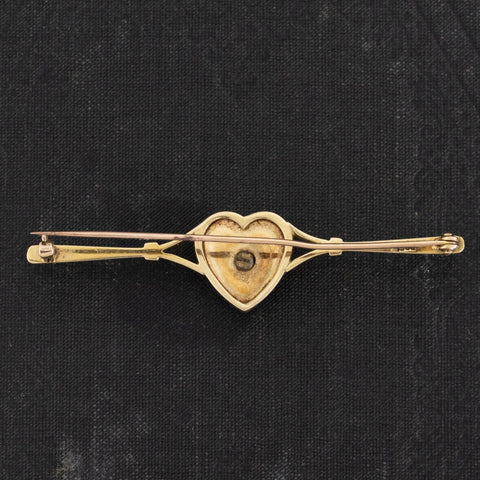 Antique Diamond Enamel Heart Brooch