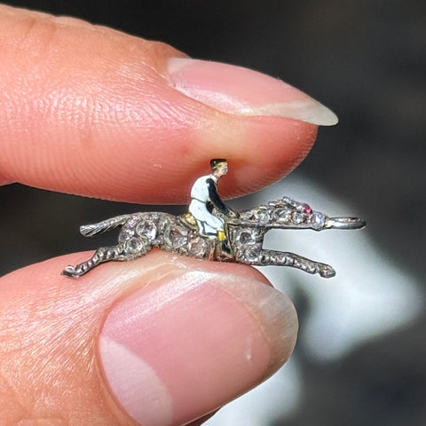 Antique Diamond & Enamel Jockey Charm