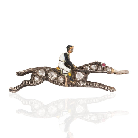 Antique Diamond & Enamel Jockey Charm