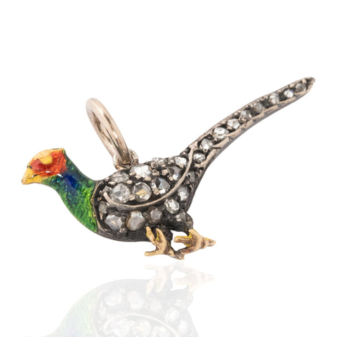 Antique Diamond & Enamel Pheasant Charm