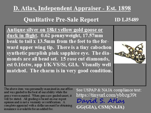 Antique Diamond Goose Charm