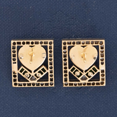 3.10ctw Antique Diamond, Garnet & Heart Moonstone Earrings