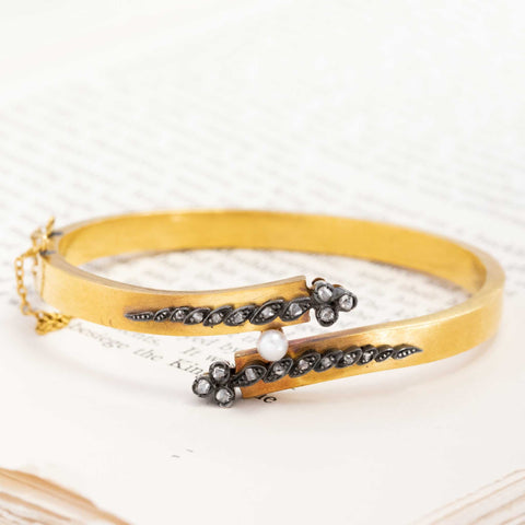Antique Diamond & Pearl Bangle French