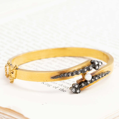Antique Diamond & Pearl Bangle French