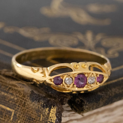 Antique Diamond & Ruby 5-Stone Band, English