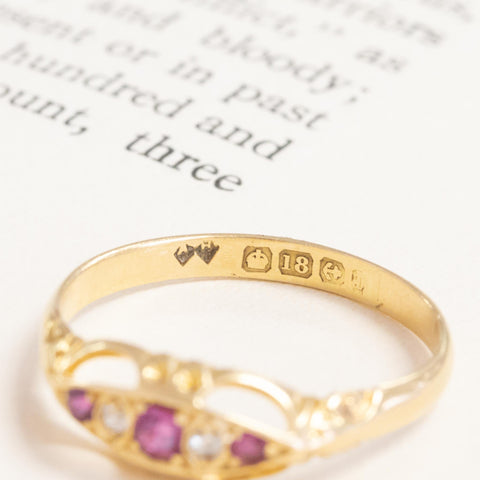 Antique Diamond & Ruby 5-Stone Band, English