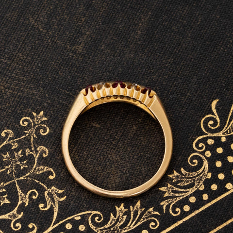 Antique Diamond & Ruby 5-Stone Band, English