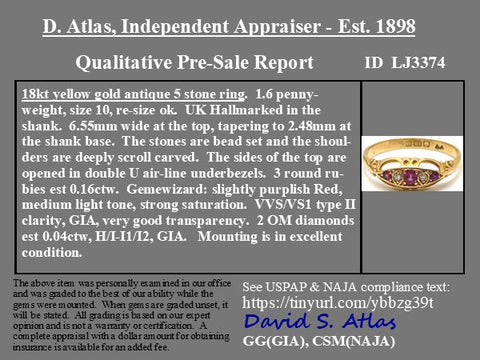 Antique Diamond & Ruby 5-Stone Band, English