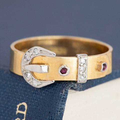 Antique Diamond & Ruby Buckle Band, English