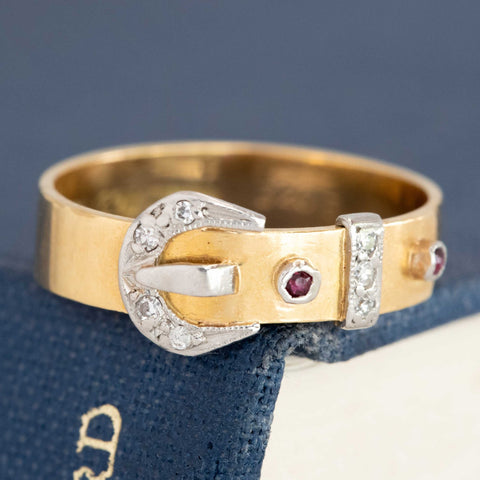Antique Diamond & Ruby Buckle Band, English