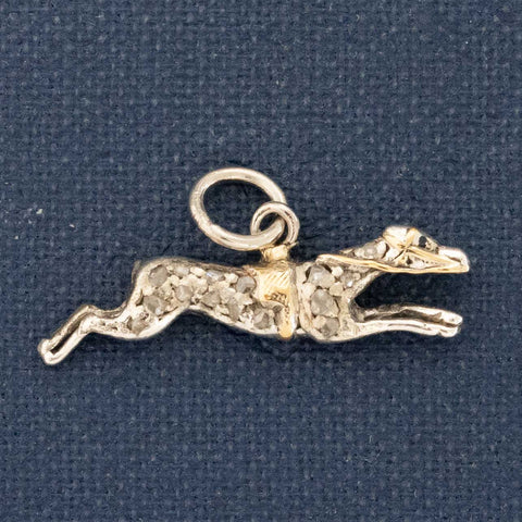 Antique Diamond Running Greyhound Charm