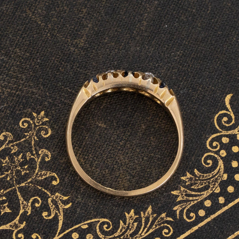 Antique Diamond & Sapphire 5-Stone Band, English