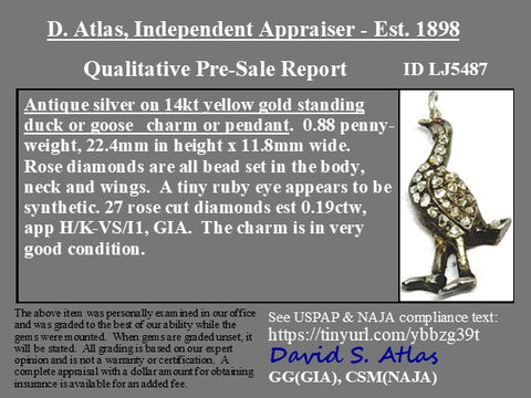 Antique Diamond Waterfowl Charm