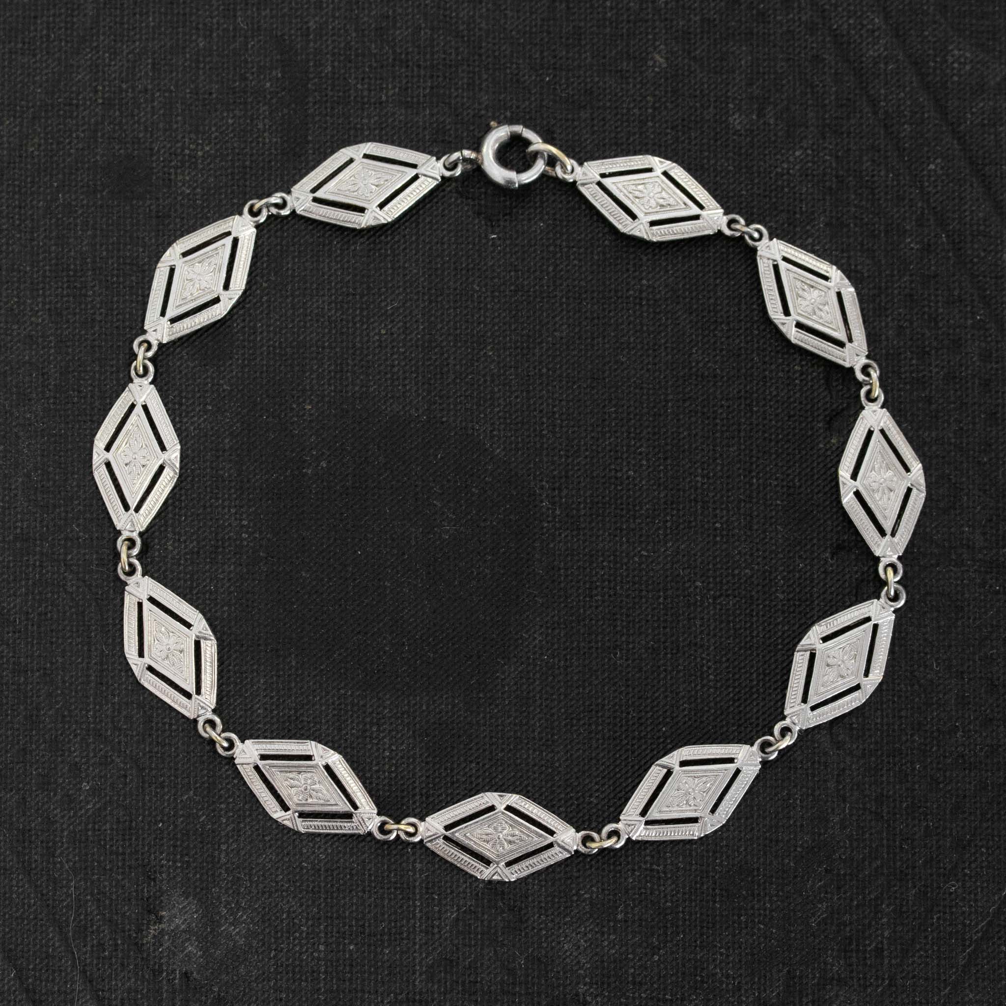 Antique Die Struck Bracelet, Platinum