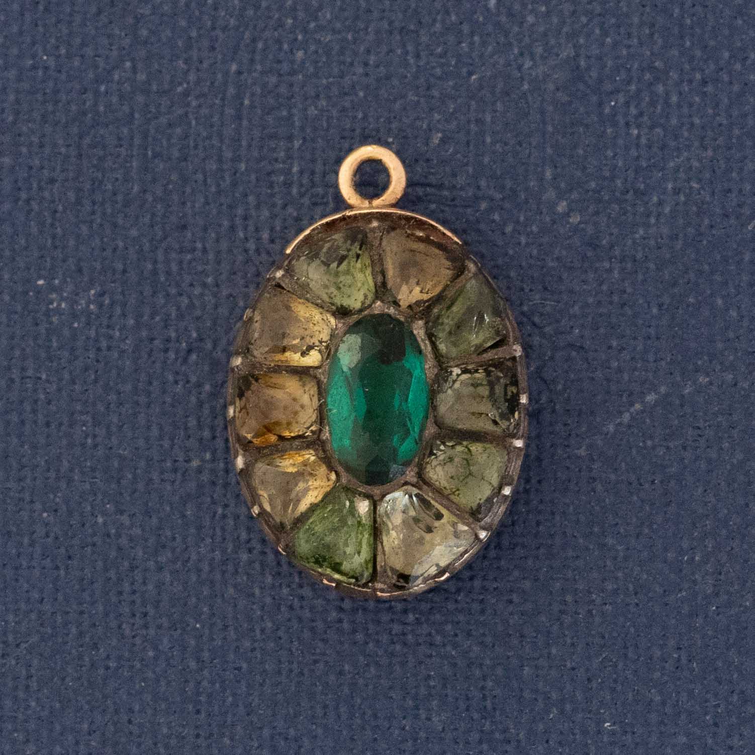Antique Emerald Paste Cluster Pendant