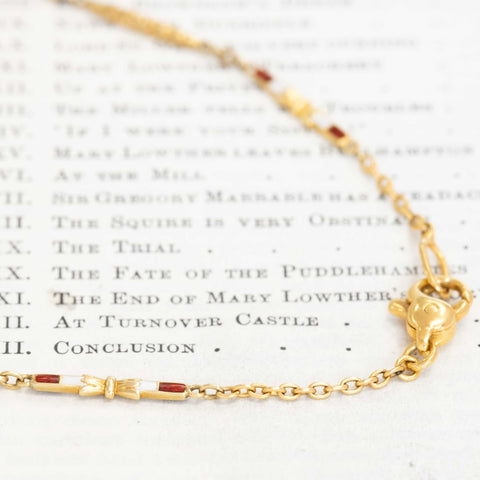 Antique Enamel Fancy Link Chain Necklace