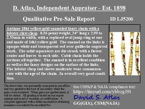 Antique Enamel Fancy Link Chain Necklace