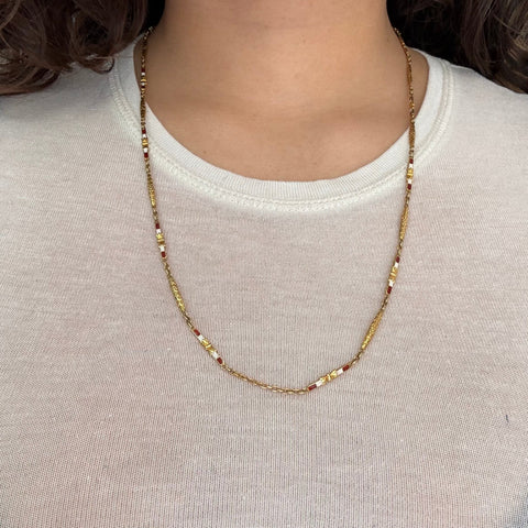 Antique Enamel Fancy Link Chain Necklace