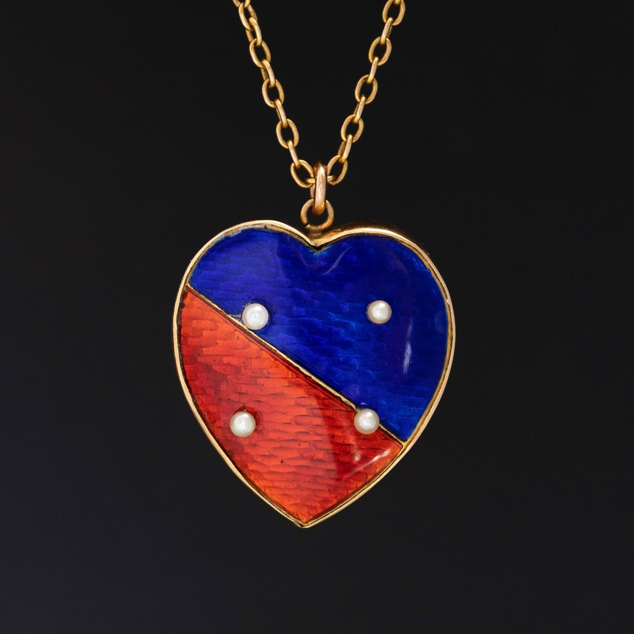 Antique Enamel Heart Pendant, English