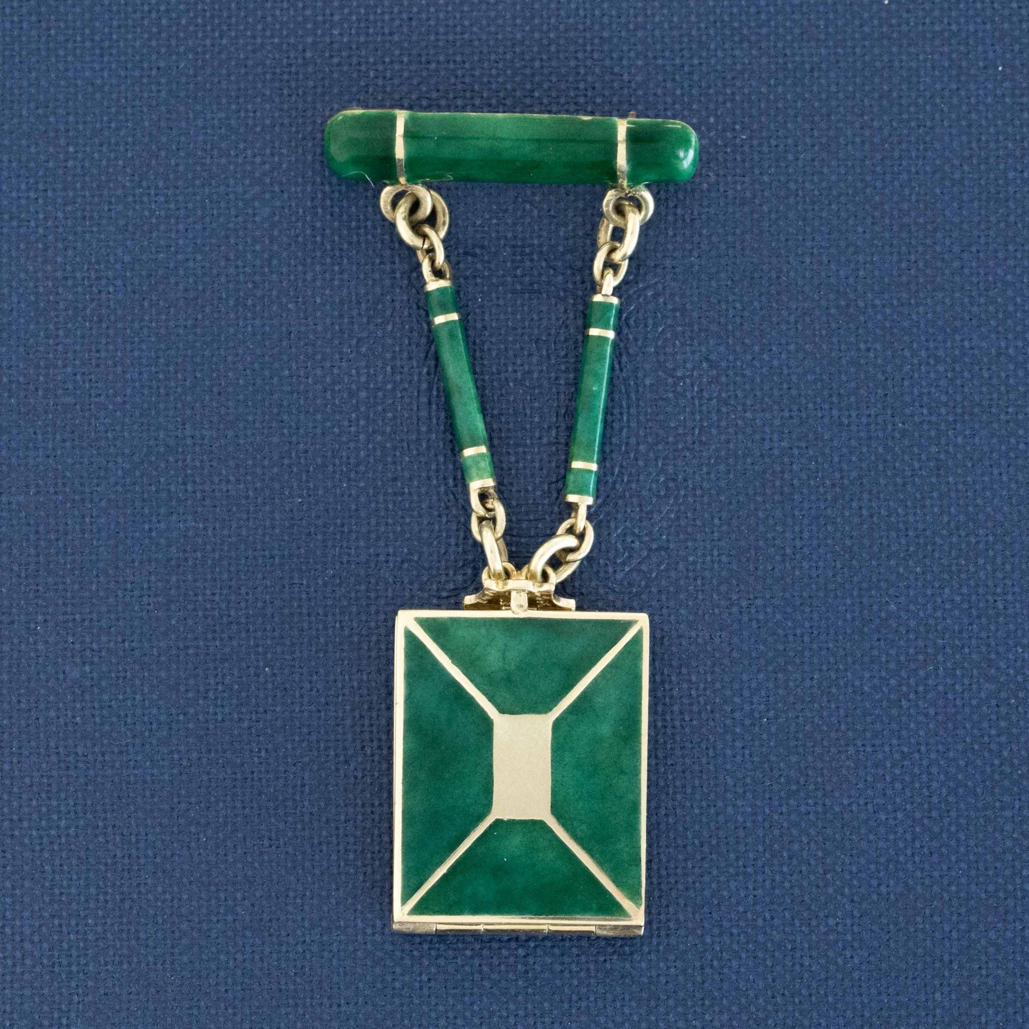 Antique Enamel Locket Brooch