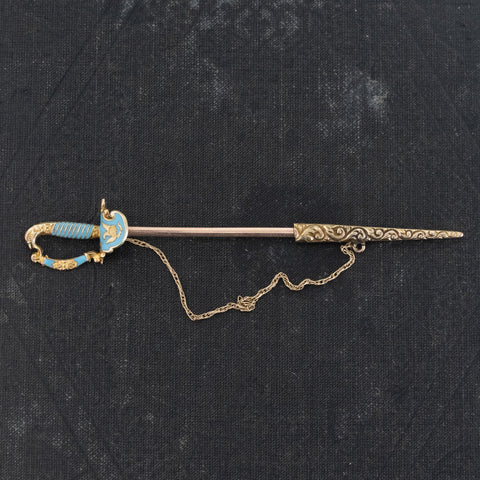 Antique Enamel Sword Pin