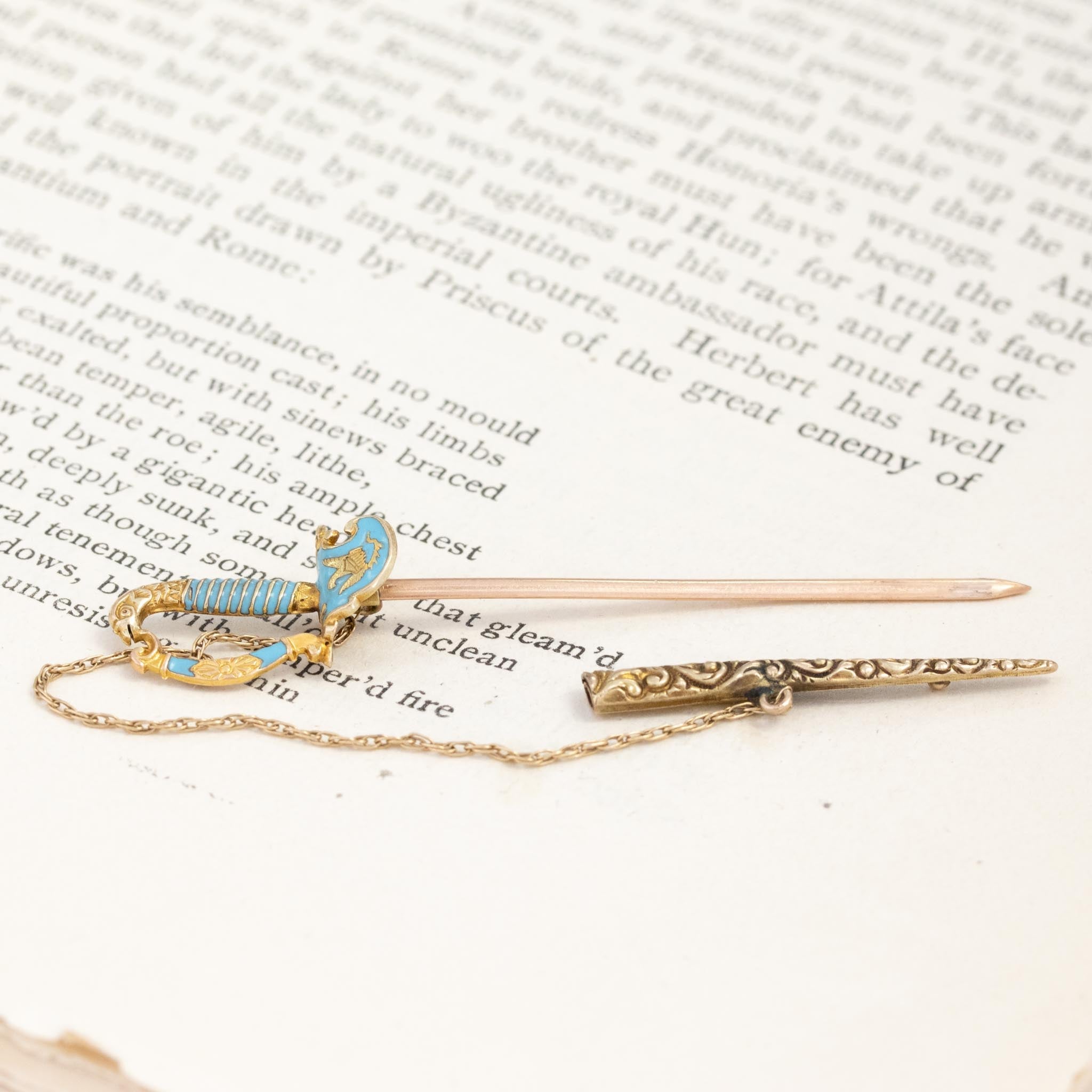 Antique Enamel Sword Pin
