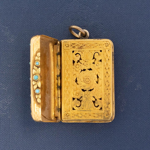 Antique English Floral Vinaigrette Pendant