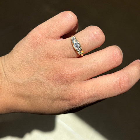Antique English Old European cut diamond scroll band, .78ctw, 18K yellow gold – alternate view 2