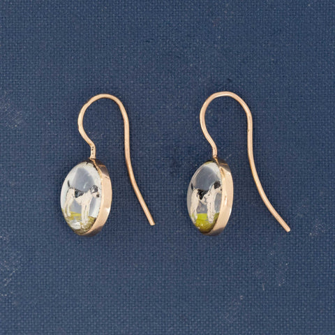 Antique English Pointer Dog Crystal Earrings